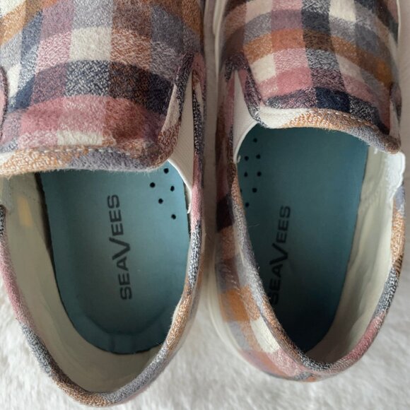 SeaVees Baja Slip On Platform Sneakers Size 6 Chai Check Flannel Plaid - Picture 12 of 16